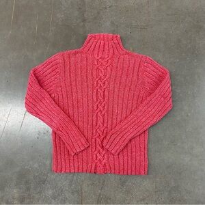 VTG‎ L.L. Bean Pink Cable Knit Turtleneck Sweater Women’s M
